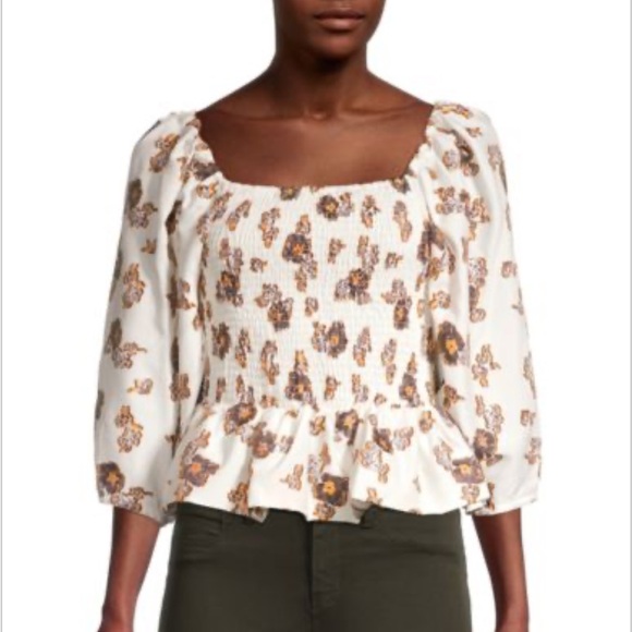 Tanya Taylor Emma Floral Smocked Top Size XL - Picture 1 of 6